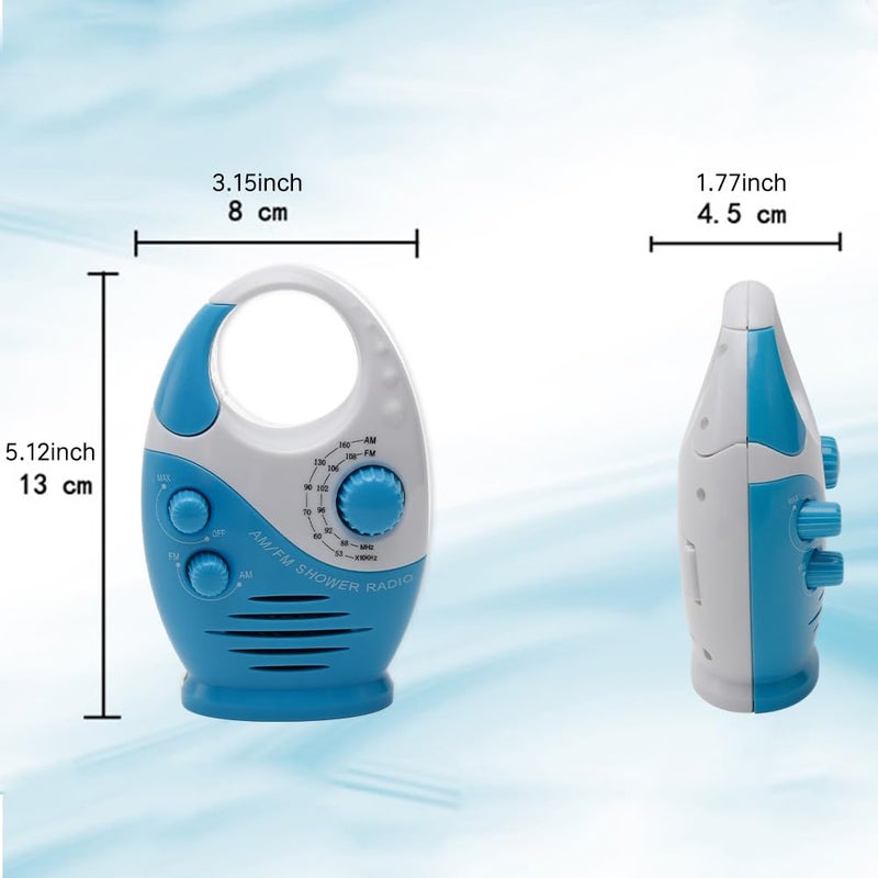Erthree Shower Radio, Bathroom Radio AM FM, Waterproof Hanging Shower Radio Adjustable Volume Blue - Image 5